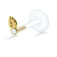 Stone Set Leaf Shaped Labrets Push-in LA-751